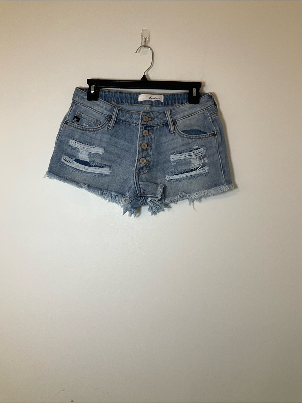 KanCan Distressed Button Fly Denim Shorts Raw Hem Size 3/25